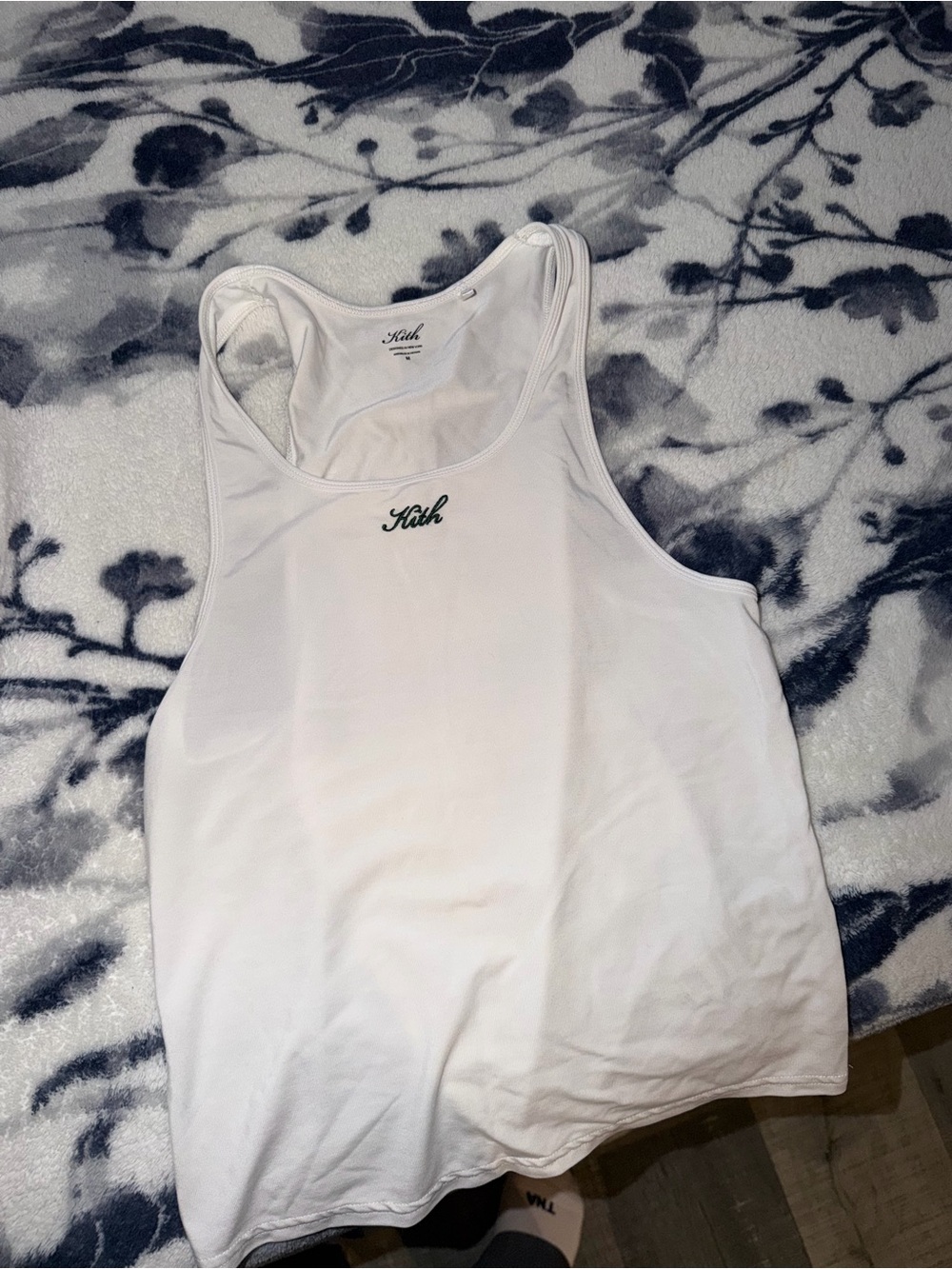 Kith White Tank Top with Black Script Logo